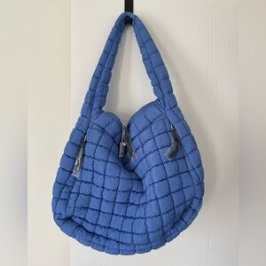 Free People Blue Quilted Carryall Bag